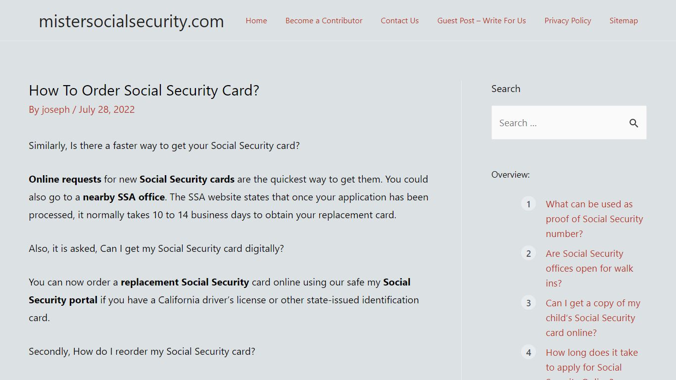 How To Order Social Security Card? - mistersocialsecurity.com